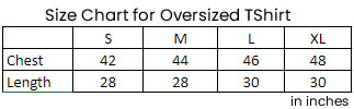 Grien.in - Size Chart for Oversized TShirt