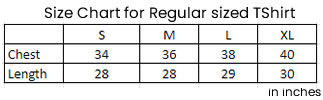 Grien.in - Size Chart for Regular Size TShirt